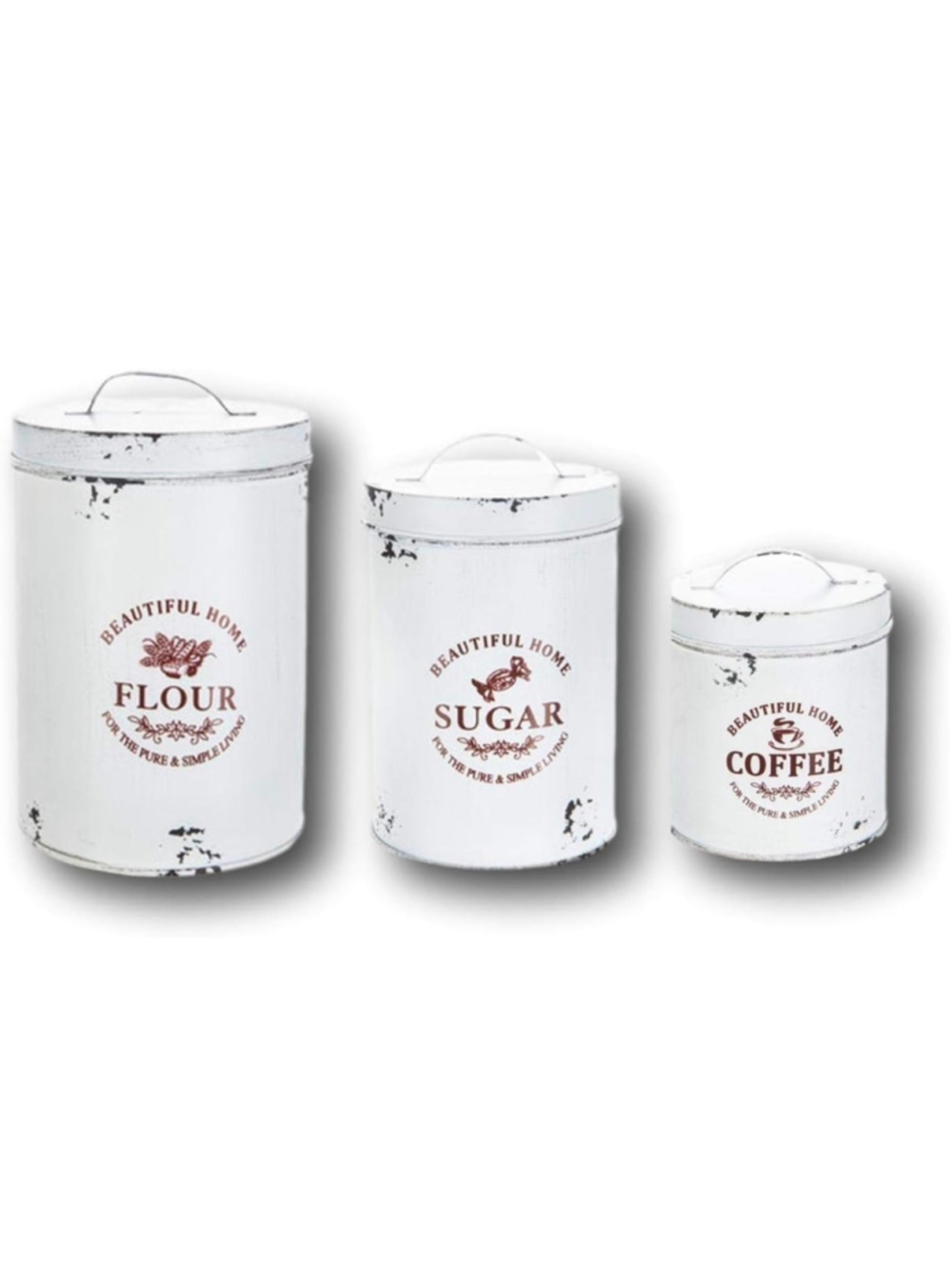 White & Brown Food Storage Canisters Set, One Size